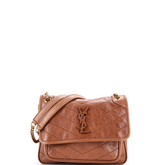 Saint Laurent Niki Chain Flap Bag Matelasse Chevron Leather Baby