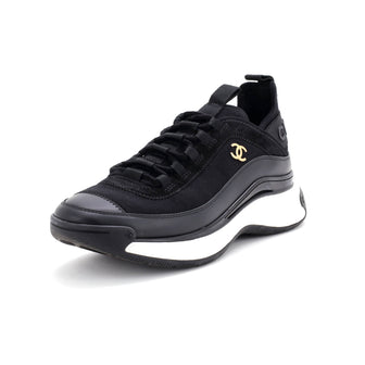 Chanel Women's CC Cap Toe Logo Sneakers Suede and Mixed Fibers