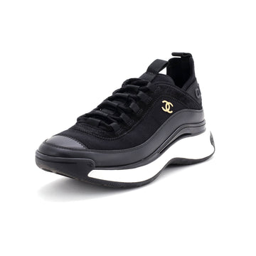 Chanel Women's CC Cap Toe Logo Sneakers Suede and Mixed Fibers