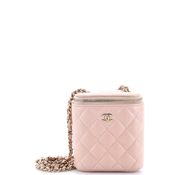 Chanel Vertical Classic Vanity Case with Chain Quilted Caviar Small