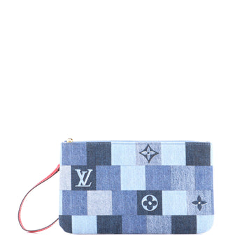 Louis Vuitton Neverfull Pochette Damier and Monogram Patchwork Denim Large
