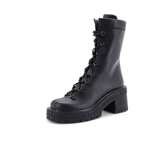 Versace Women's Greca Platform Combat Boots Leather