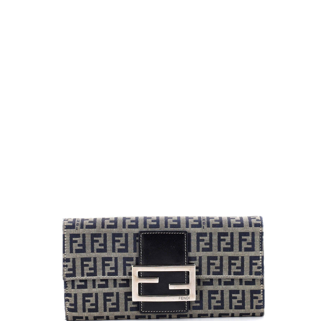 Fendi Vintage FF Flap Continental Wallet Zucchino Canvas 386727