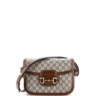 Gucci Horsebit 1955 Shoulder Bag GG Coated Canvas with Leather Small