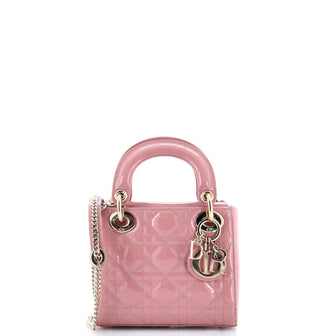 Christian Dior Lady Dior Chain Bag Cannage Quilt Patent Mini