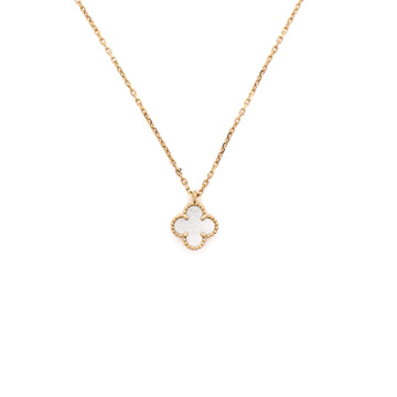 Van Cleef & Arpels Sweet Alhambra Pendant Necklace 18K Yellow Gold and Mother of Pearl