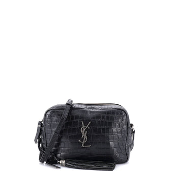Saint Laurent Lou Camera Bag Crocodile Embossed Leather Small