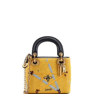Christian Dior Lady Dior Chain Bag Beaded Embroidered Canvas Mini
