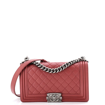 Chanel Boy Flap Bag Quilted Lambskin Old Medium