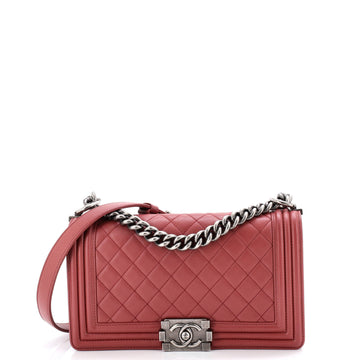 Chanel Boy Flap Bag Quilted Lambskin Old Medium