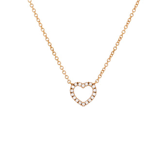 Tiffany & Co. Metro Open Heart Pendant Necklace 18K Rose Gold and Diamonds Mini