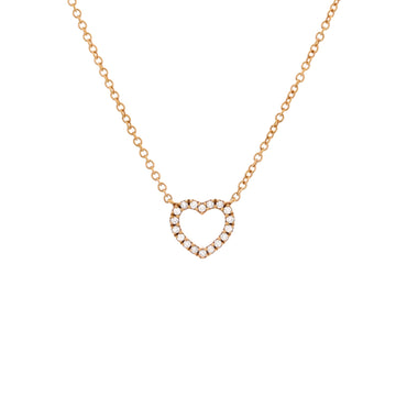 Tiffany & Co. Metro Open Heart Pendant Necklace 18K Rose Gold and Diamonds Mini