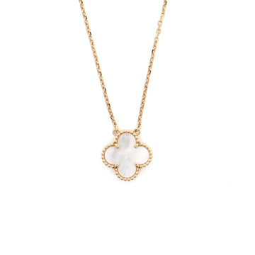 Van Cleef & Arpels Vintage Alhambra Pendant Necklace 18K Yellow Gold and Mother of Pearl
