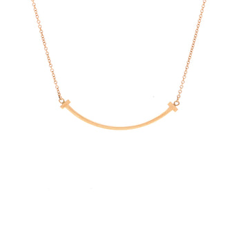 Tiffany & Co. T Smile Pendant Necklace 18K Rose Gold Small