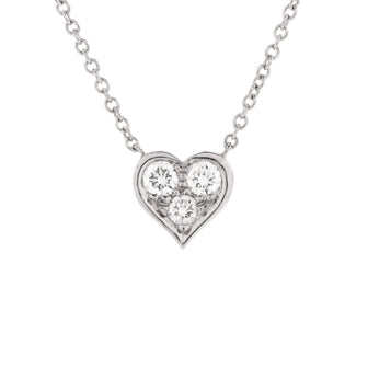 Tiffany & Co. Heart 3 Diamond Pendant Necklace Platinum with Diamonds