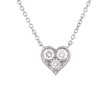 Tiffany & Co. Heart 3 Diamond Pendant Necklace Platinum with Diamonds