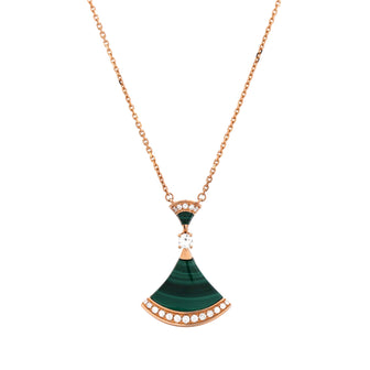 Bvlgari Divas' Dream Pendant Necklace 18K Rose Gold with Malachite and Diamonds Large