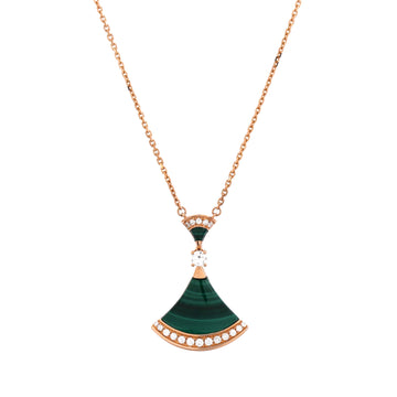 Bvlgari Divas' Dream Pendant Necklace 18K Rose Gold with Malachite and Diamonds Large