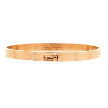 Hermes Kelly Bracelet 18K Rose Gold with 4 Diamonds Small