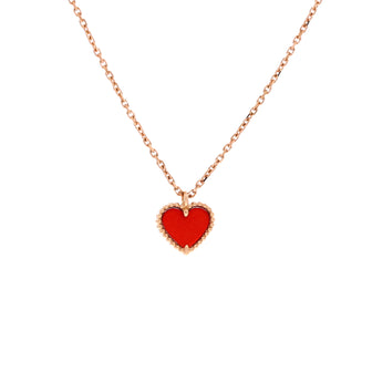 Van Cleef & Arpels Sweet Alhambra Heart Pendant Necklace 18K Rose Gold and Carnelian