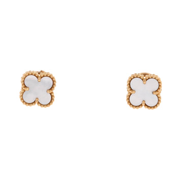 Van Cleef & Arpels Sweet Alhambra Stud Earrings 18K Yellow Gold and Mother of Pearl