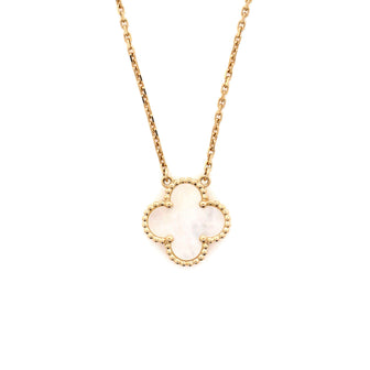Van Cleef & Arpels Vintage Alhambra Pendant Necklace 18K Yellow Gold and Mother of Pearl