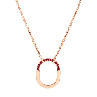 Tiffany & Co. Lock Motif Pendant Necklace 18K Rose Gold with Pink Sapphires Small