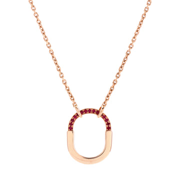 Tiffany & Co. Lock Motif Pendant Necklace 18K Rose Gold with Pink Sapphires Small
