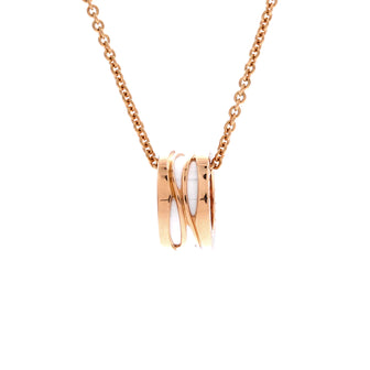 Bvlgari B.Zero1 Design Legend Zaha Hadid Pendant Necklace 18K Rose Gold with Ceramic