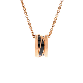 Bvlgari B.Zero1 Design Legend Zaha Hadid Pendant Necklace 18K Rose Gold with Ceramic