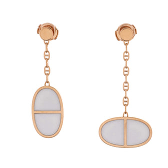 Hermes Chaine d'Ancre Verso Earrings 18K Rose Gold with Ceramic