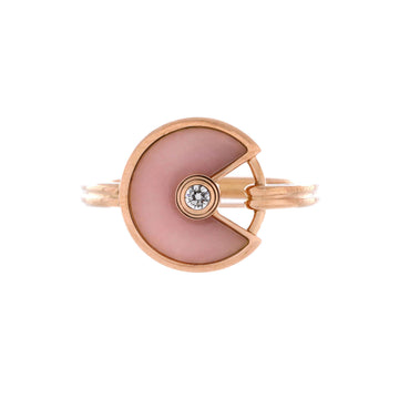 Cartier Amulette De Cartier Ring 18K Rose Gold with Diamond and Pink Opal