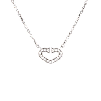 Cartier C Heart de Cartier Pendant Necklace 18K White Gold with Pave Diamonds