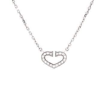 Cartier C Heart de Cartier Pendant Necklace 18K White Gold with Pave Diamonds