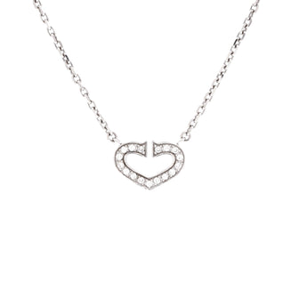 Cartier C Heart de Cartier Pendant Necklace 18K White Gold with Pave Diamonds