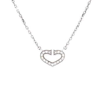 Cartier C Heart de Cartier Pendant Necklace 18K White Gold with Pave Diamonds