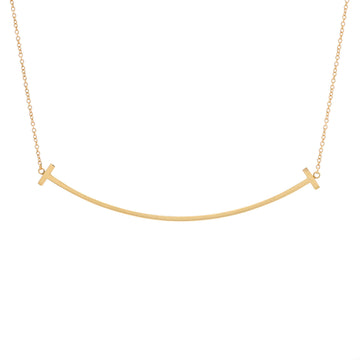 Tiffany & Co. T Smile Pendant Necklace 18K Yellow Gold Large