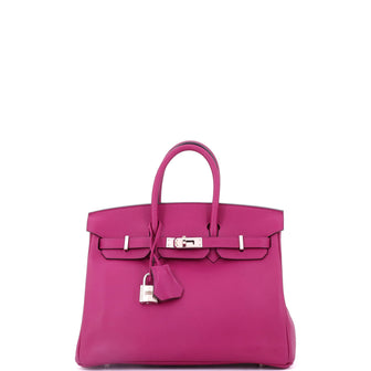 Hermes Birkin Handbag Pink Swift with Palladium Hardware 25