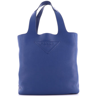 Prada Triangle Logo Open Tote Leather