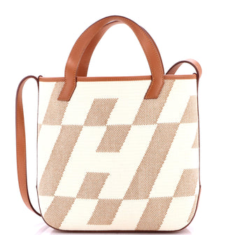Hermes Cabas H en Biais Tote Canvas with Leather 27