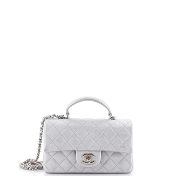 Chanel Classic Single Flap Top Handle Bag Quilted Caviar Mini