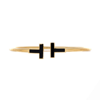 Tiffany & Co. T Wire Bracelet 18K Yellow Gold with Onyx