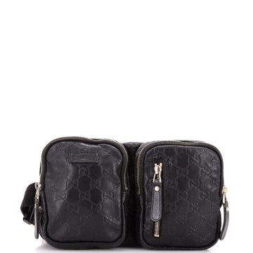 Gucci Double Zip Pocket Waist Bag Guccissima Leather