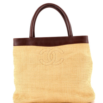 Chanel Vintage CC Tote Raffia Large