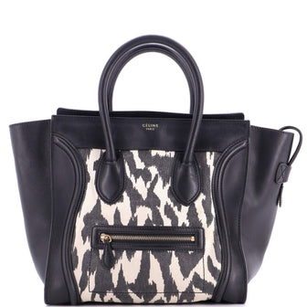 Celine Luggage Bag Printed Canvas and Leather Mini