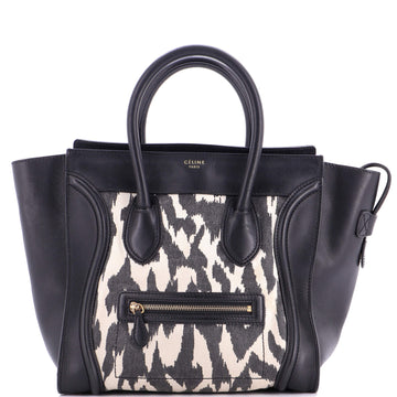 Celine Luggage Bag Printed Canvas and Leather Mini