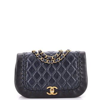 Chanel Bicolor Braided Saddle Flap Bag Quilted Lambskin Small