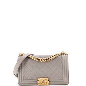 Chanel Boy Flap Bag Quilted Caviar Old Medium