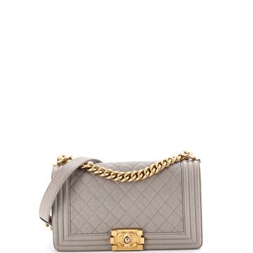 Chanel Boy Flap Bag Quilted Caviar Old Medium