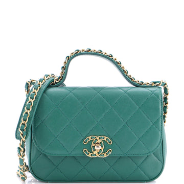 Chanel Chain Infinity Top Handle Bag Quilted Lambskin Mini